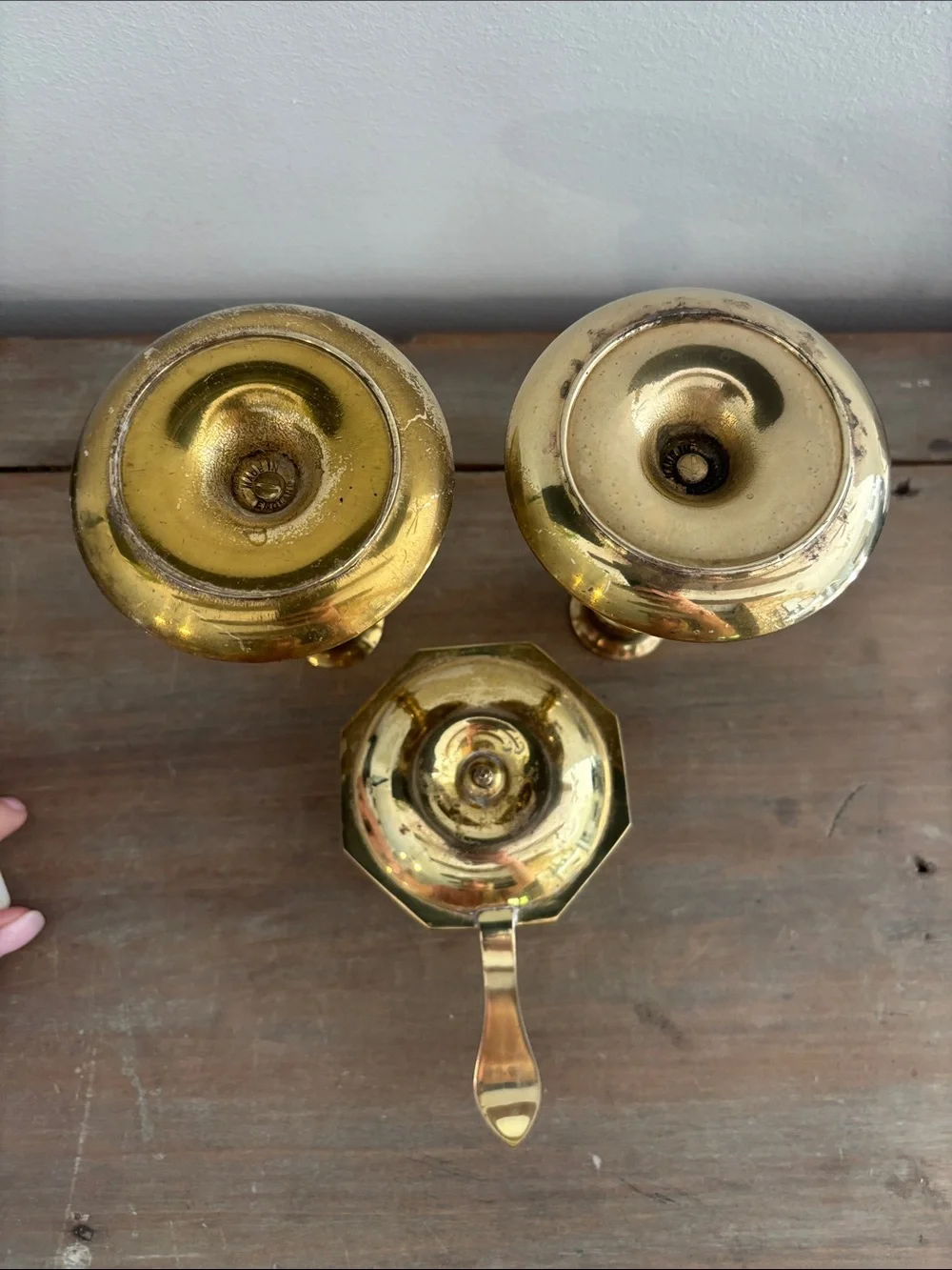 Vintage Gold Brass Candle Holders, Sticks, Made in England